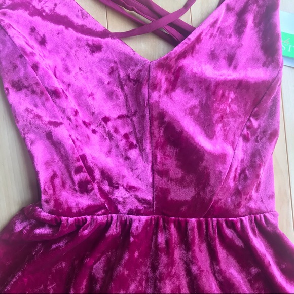 NWT Forever 21 Velvet Magenta Dress - Picture 2 of 4